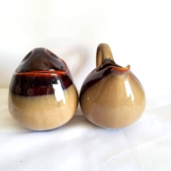 Sango Nova Brown Creamer and Sugar with Lid - Picture 6 of 8